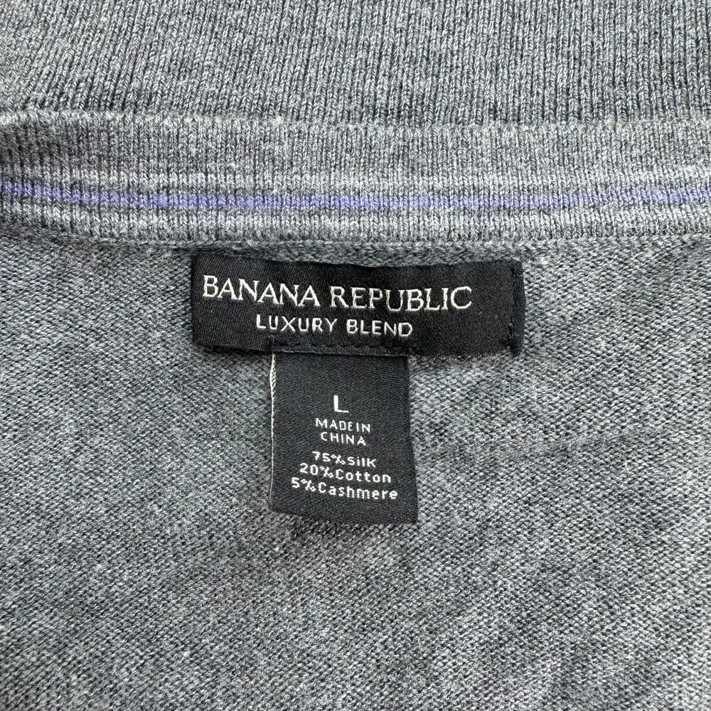 Banana Republic‎ Silk Cashmere V Neck Sweater Men's Large Gray Classic Luxury
